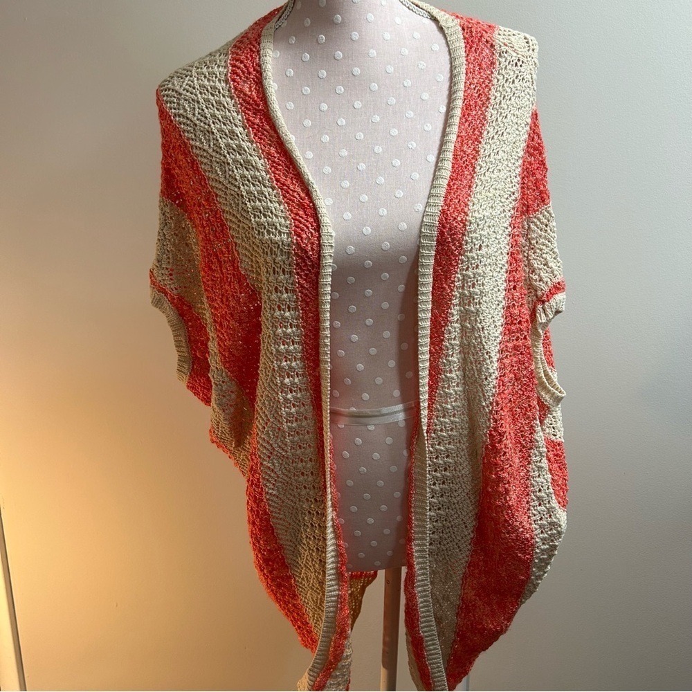 Cozy Striped Knit Sweater - Peach and Cream A3